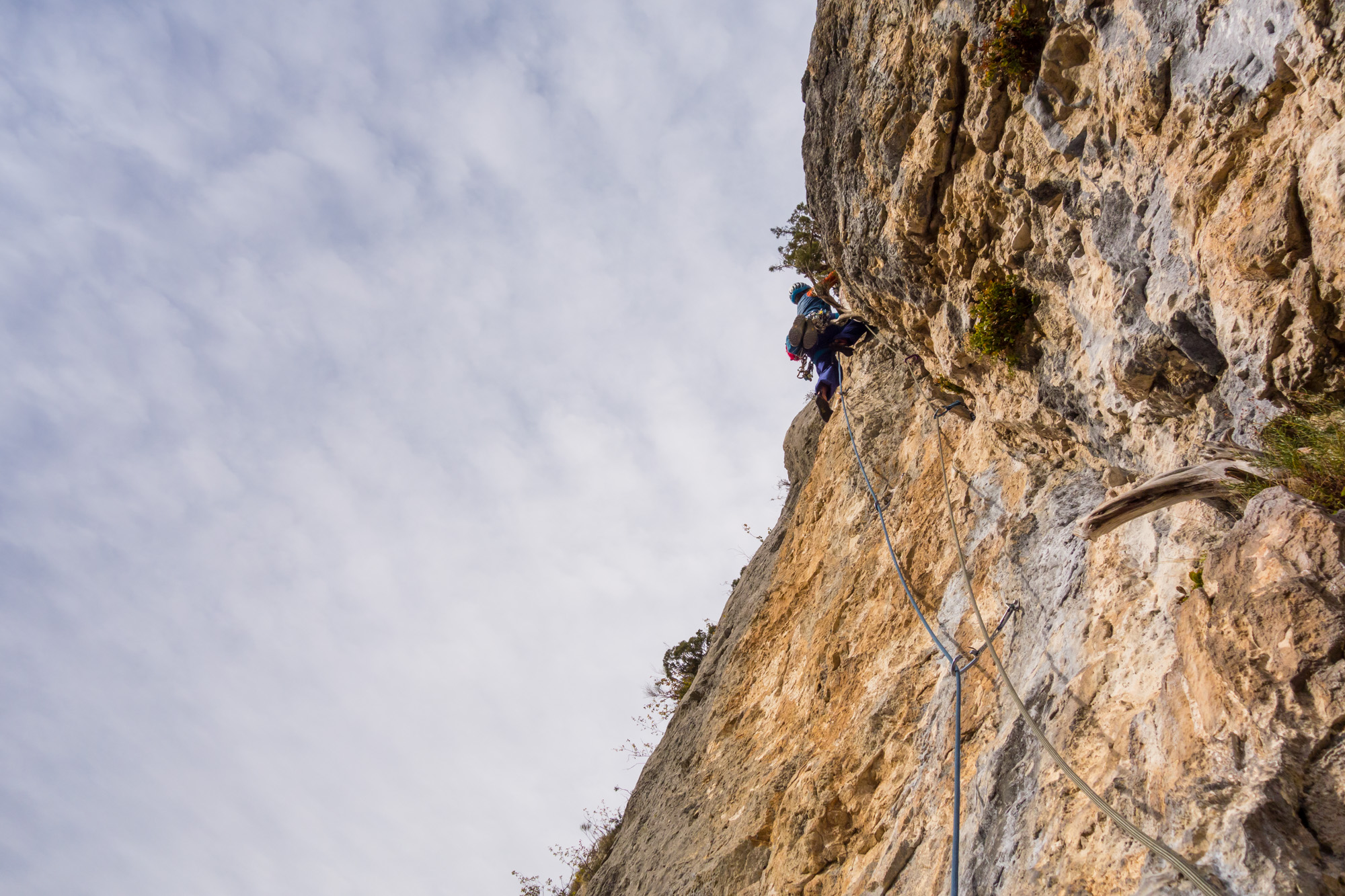 Andy battling valiantly up the vertical soap pitch. This section was horrendously polished and very technical