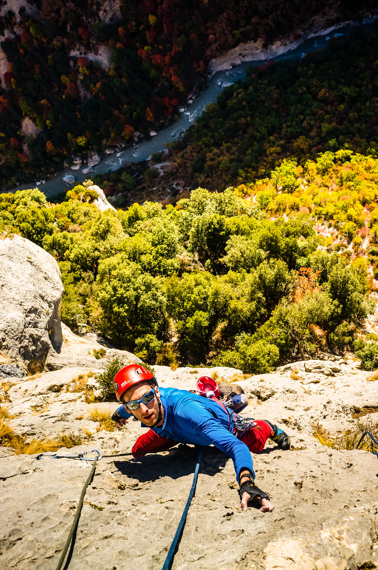 Getting a taste of les gouettes d'eau on the crux section of Cocoluche