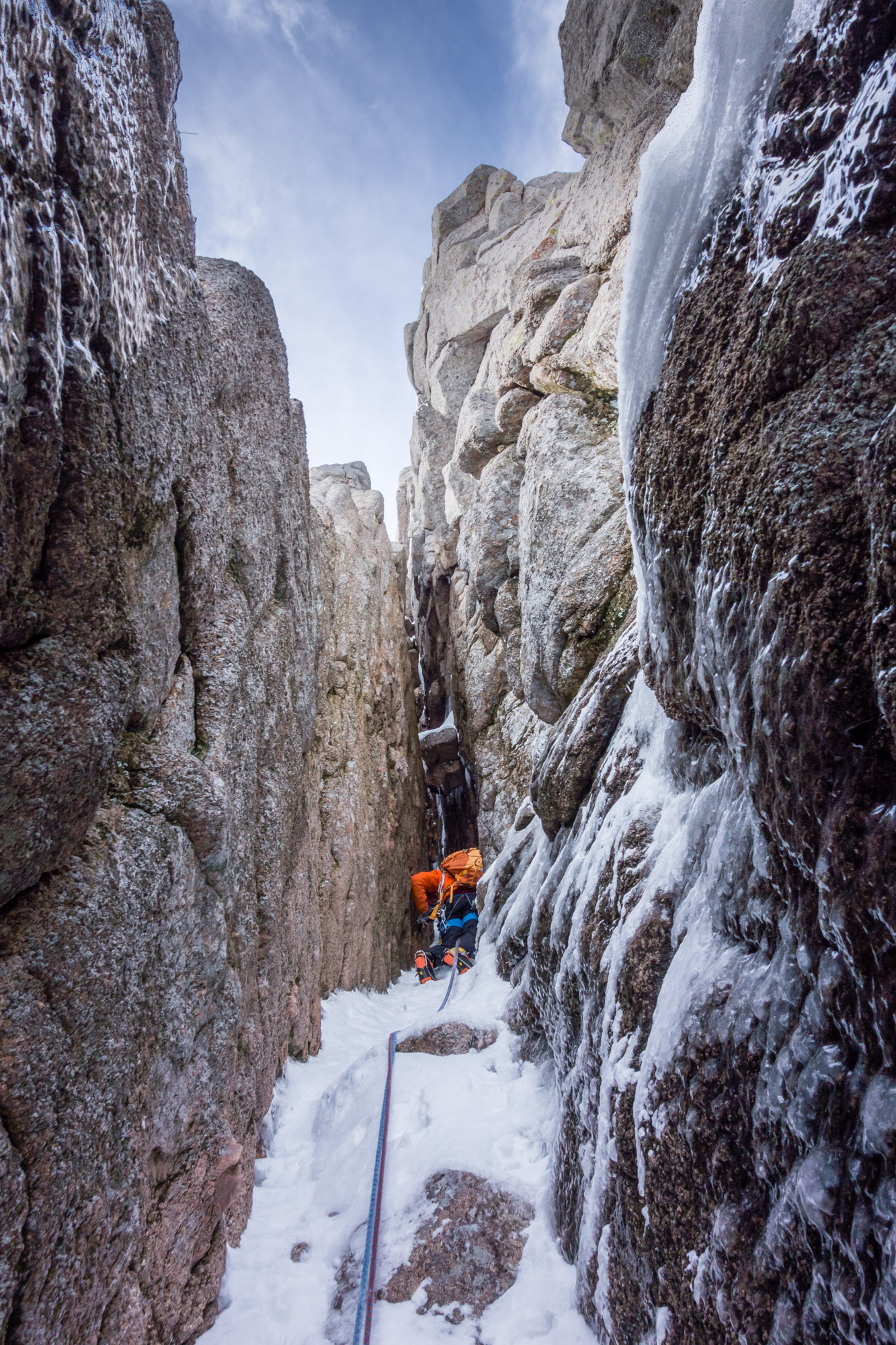Andy about to go subterranean on the third pitch - easier climbing but very atmospheric!