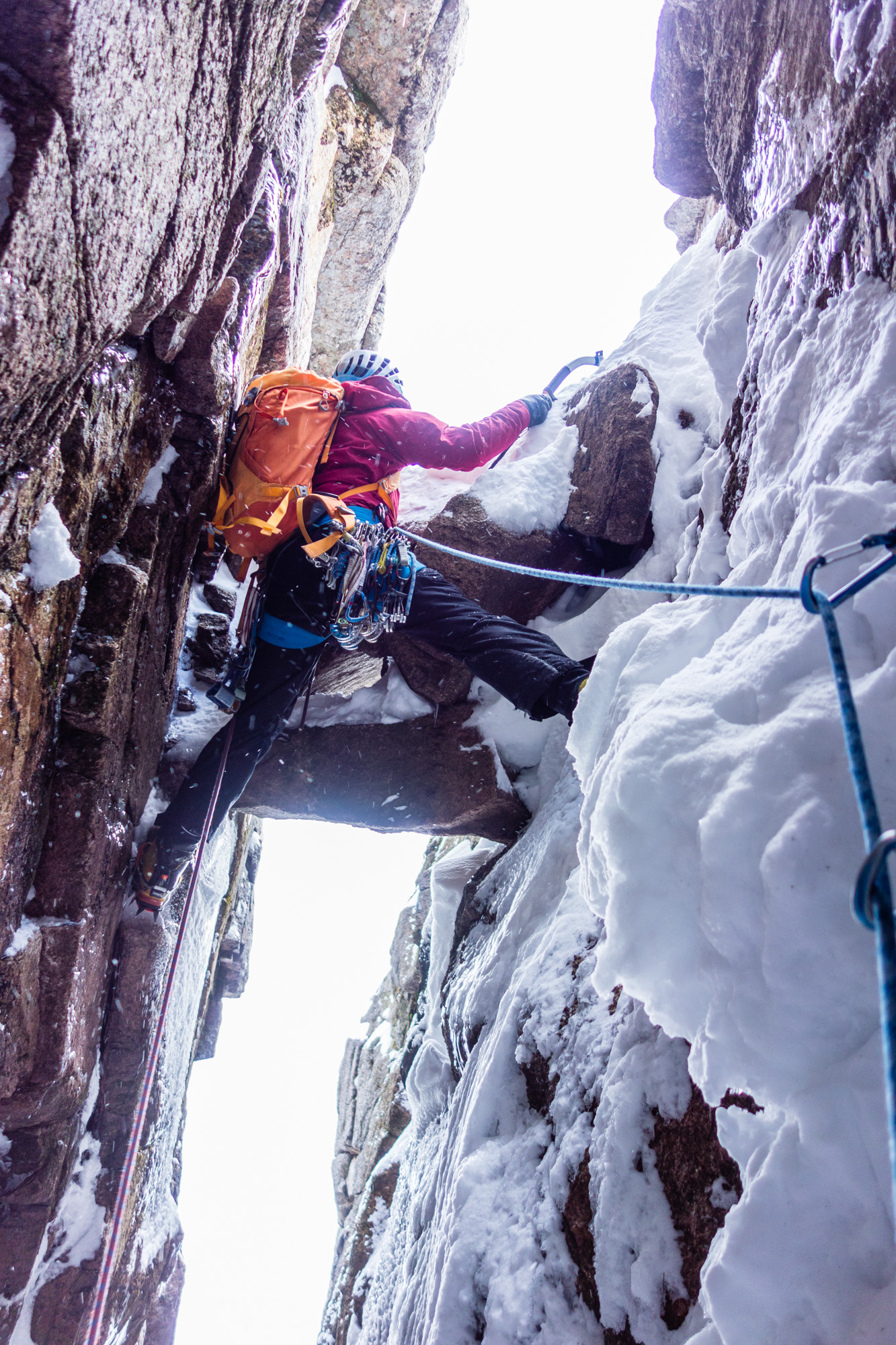 Into the light! Andy finishing the famous back-and-footing section to exit from the jaws of the chimney - what a finish!