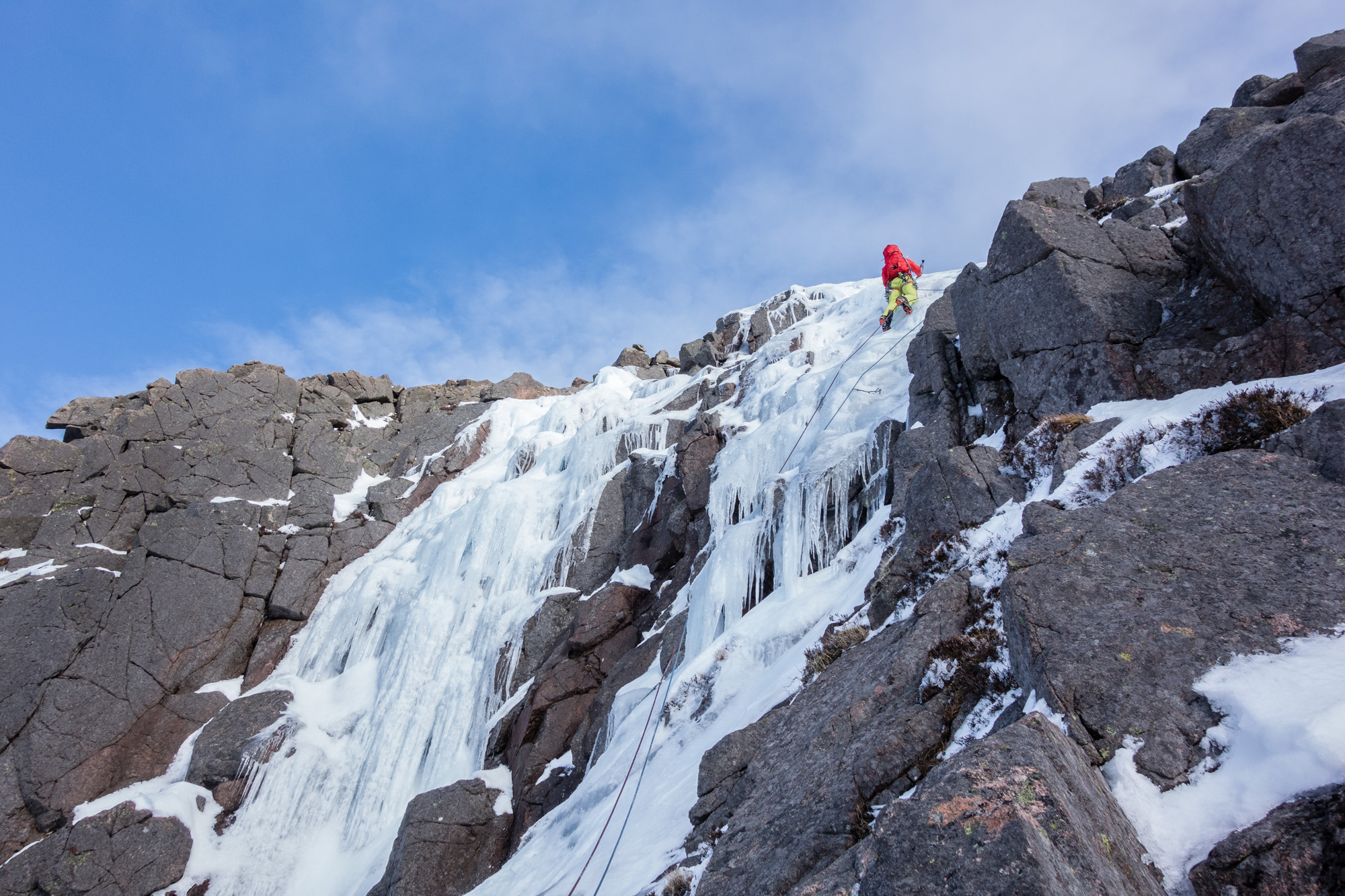 Joe cruising up plastic ice on the right hand upper icefall of K9. The left hand side had suffered somewhat in the sun!